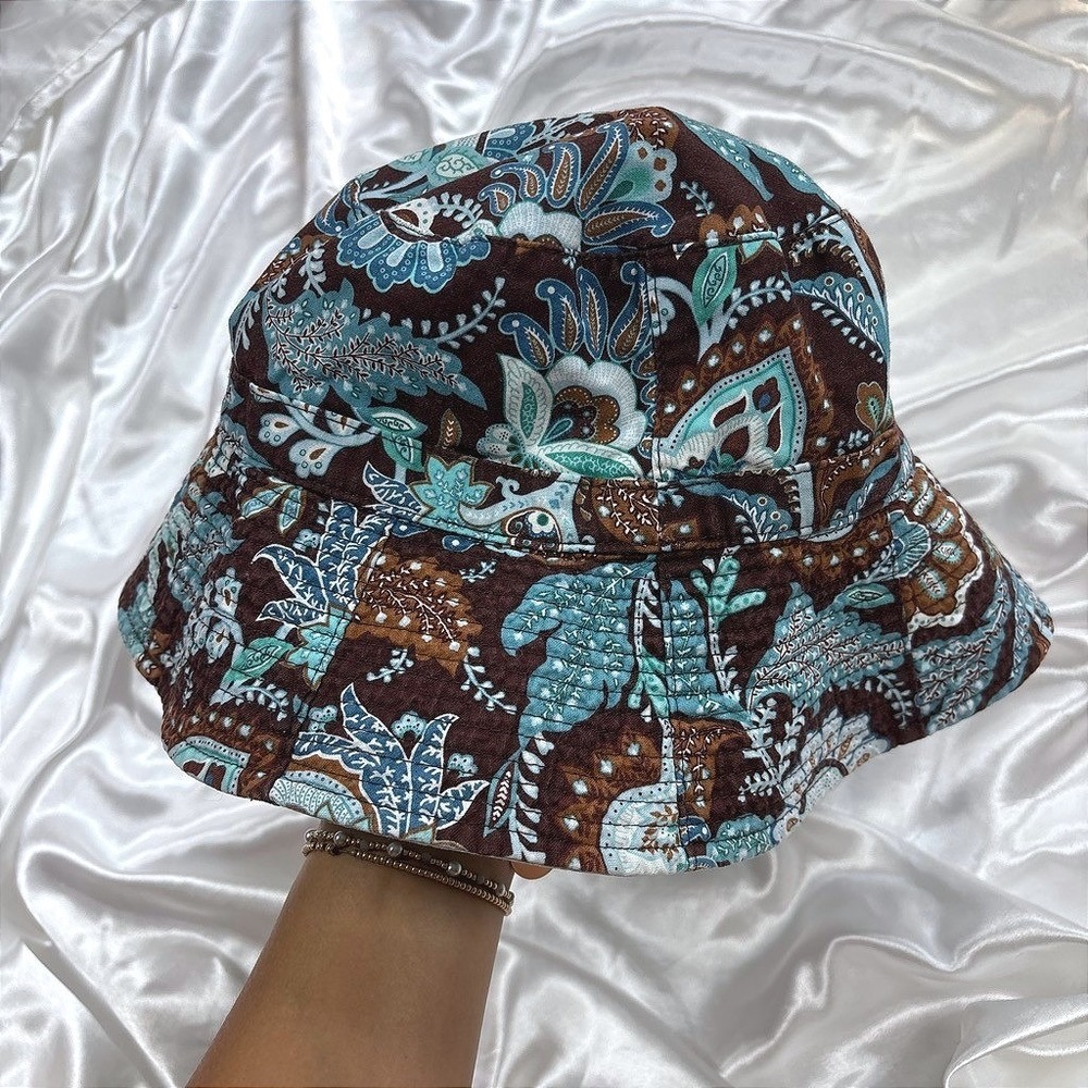 y2k Bucket Hat Brown Excellent Vera Bradley Paisley Floral Reversible Quilted